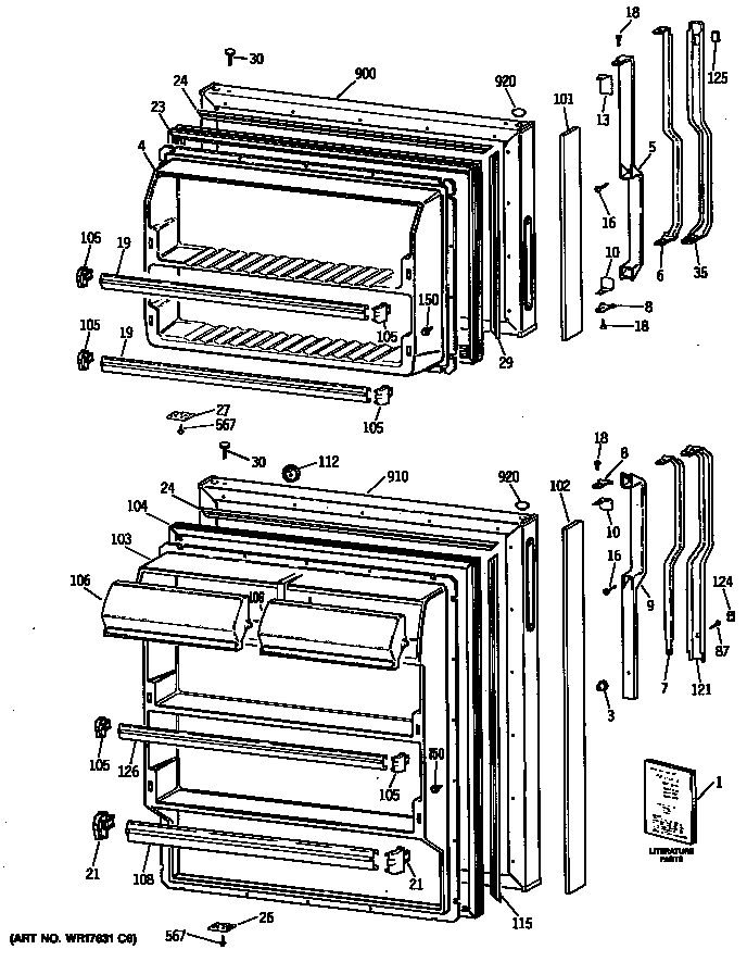 GE TBX16SISJRAD doors diagram