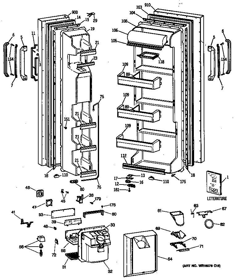 GE TFH24JRSMAD doors diagram