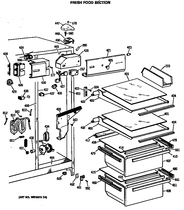 GE TFH24JRSMAD fresh food section diagram