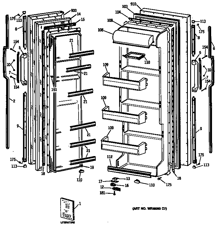 GE TFX20SASMAD doors diagram