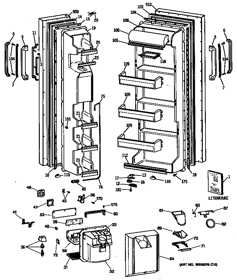 GE TFX22SRSMWH doors diagram