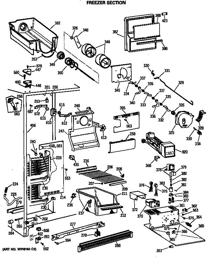 GE TFX22ZRSMAD freezer section diagram