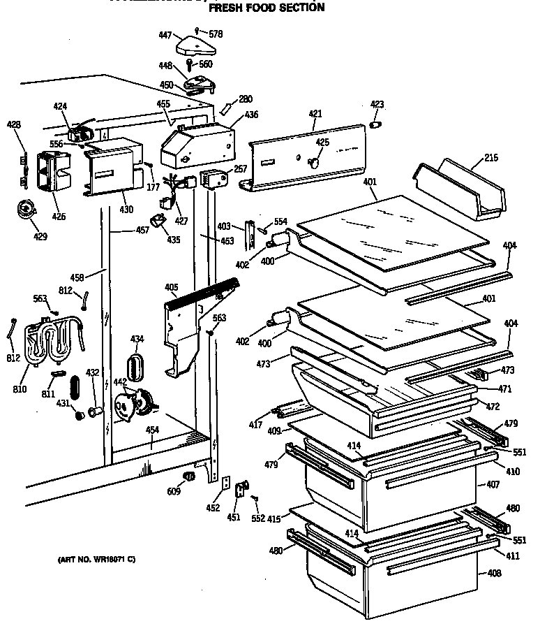 GE TFX22ZRSMAD fresh food section diagram