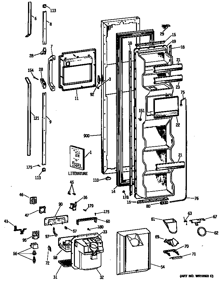 GE TFX24PFSMBB door diagram