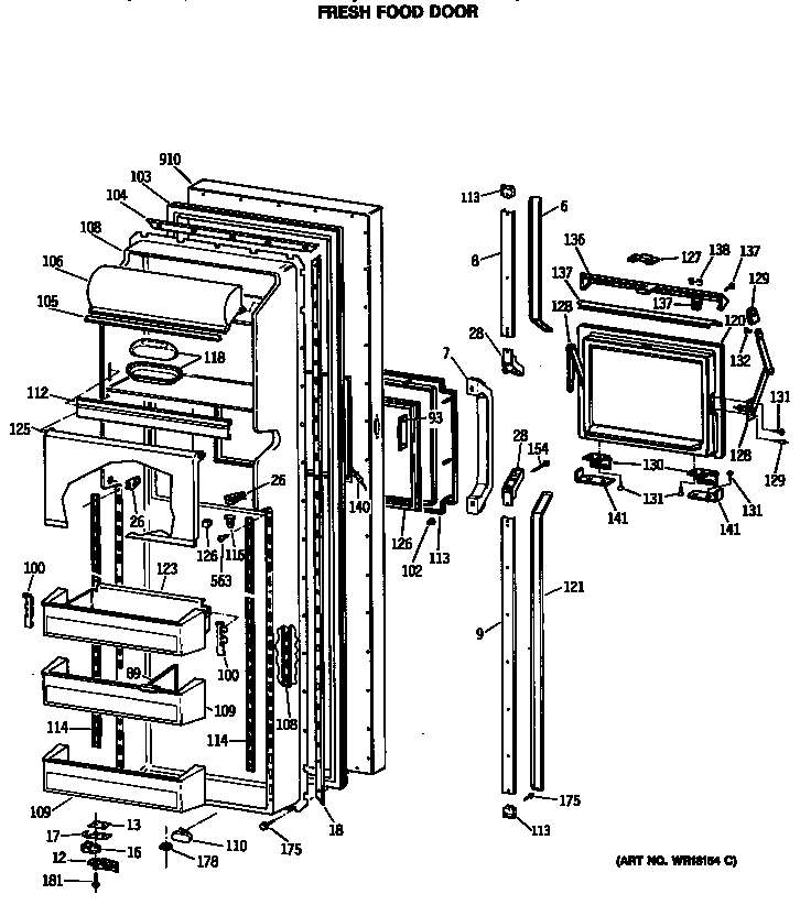 GE TFX24PFSMBB fresh food door diagram