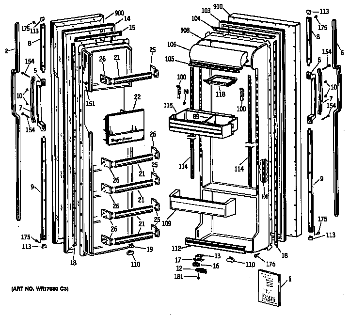 GE TFX24ZASMAD doors diagram