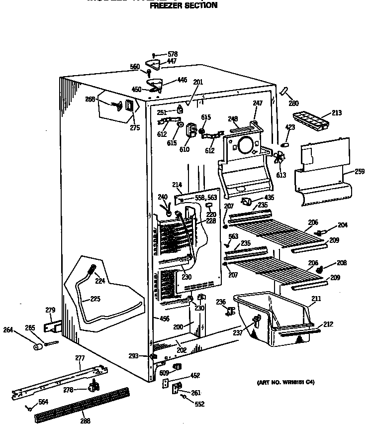 GE TFX24ZASMAD freezer section diagram