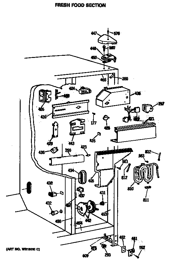 GE TFX27PFSMAA fresh food section diagram