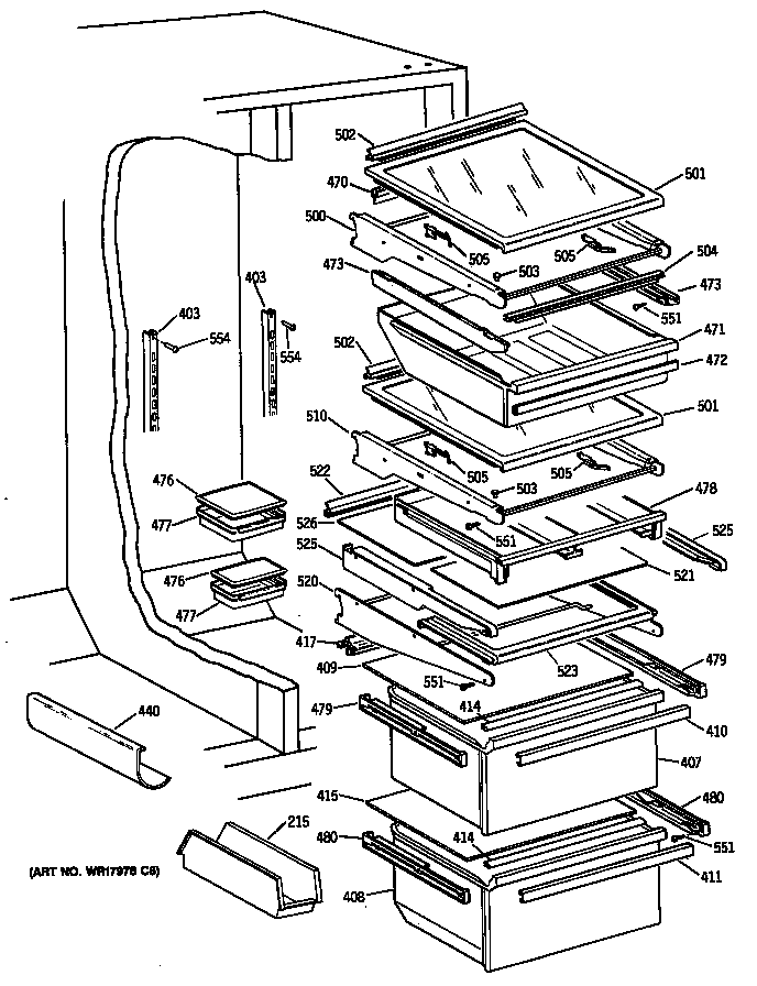 GE TFX27PFSMAA shelves diagram