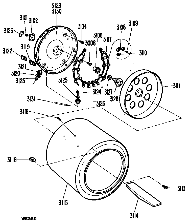 GE DDP1370SBM drum diagram