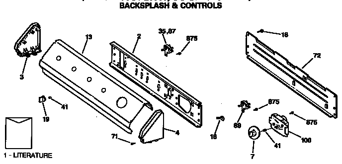 GE DDG7189SBLAA backsplash & controls diagram