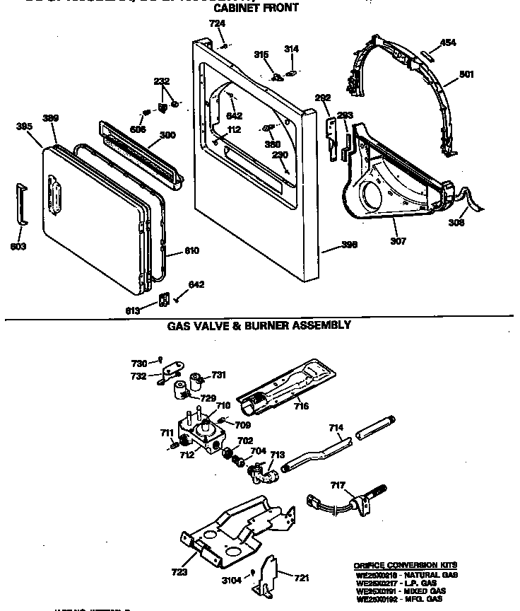 GE DDG7189SBLAA cabinet front diagram