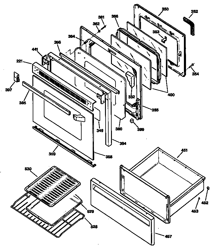 GE JBP47GS2 door diagram