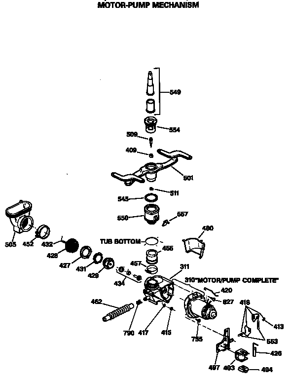 GE GSD1236T60WW motor-pump mechanism diagram