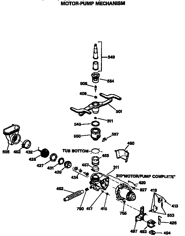 GE GSD1150T60 motor-pump mechanism diagram
