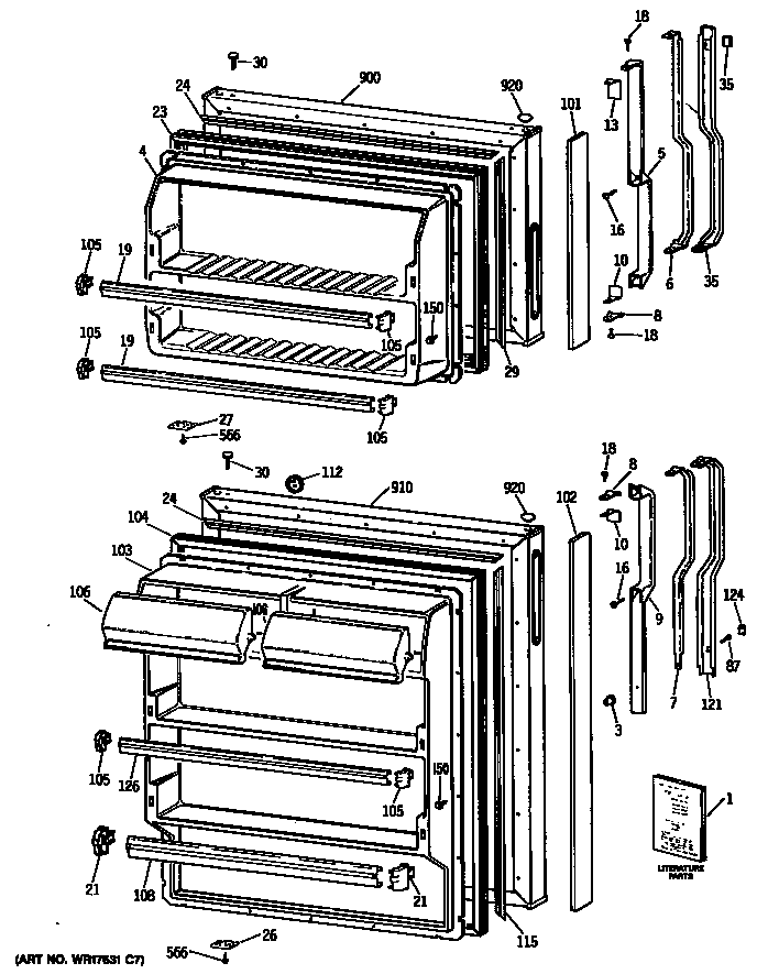 GE TBE14SASJRAD doors diagram