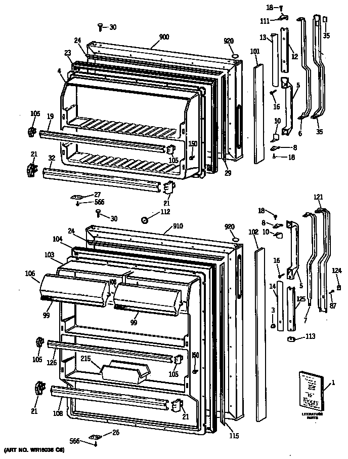 GE TBE16JASJRWH doors diagram