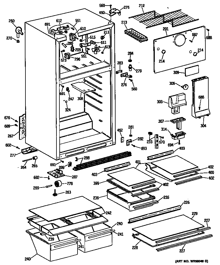 GE TBE16JASJRWH cabinet diagram