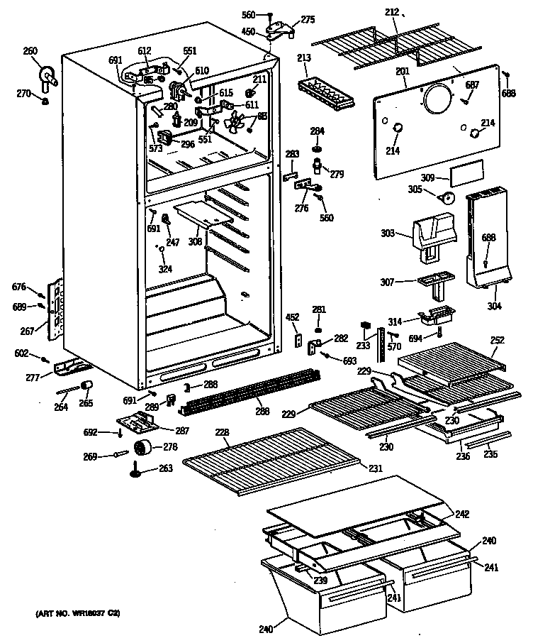 GE TBE16DASJRAD cabinet diagram