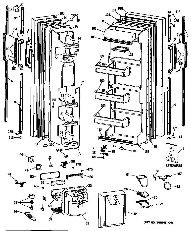 GE TFG20JRSMWW doors diagram