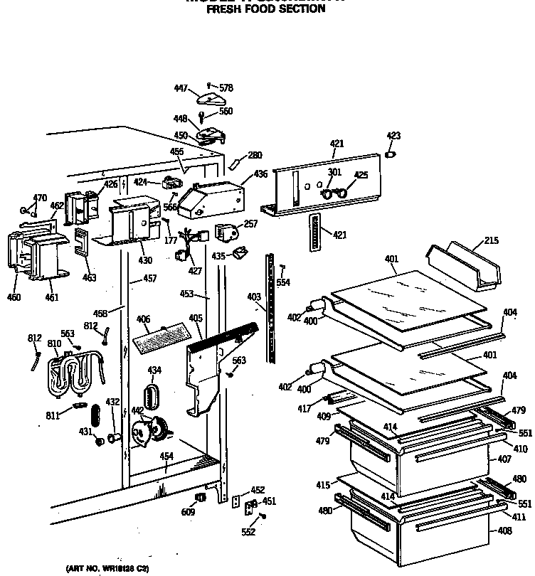 GE TFG20JRSMWW fresh food section diagram