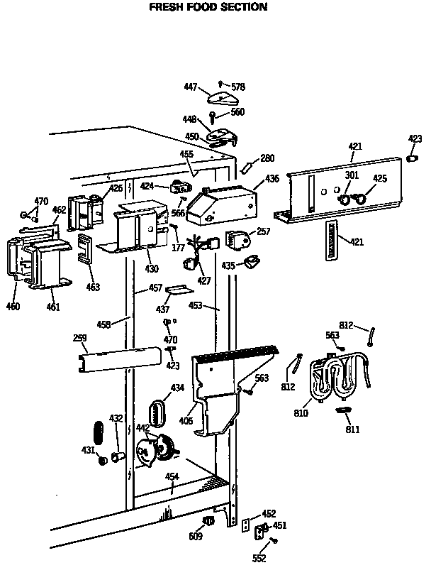 GE TFG22PRSMWW fresh food section diagram