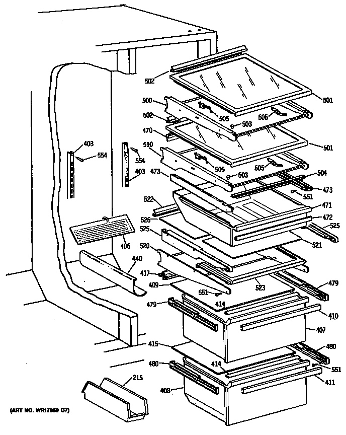 GE TFG22PRSMWW shelves diagram