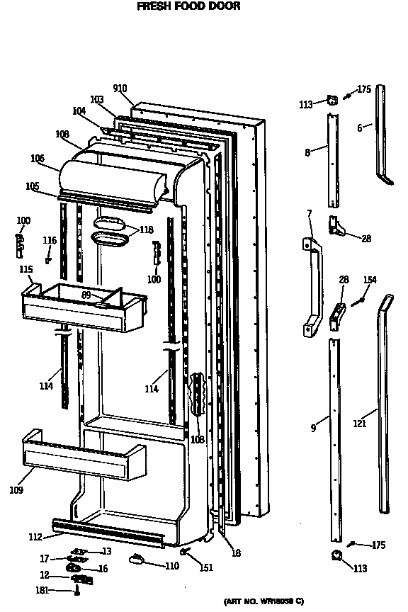 GE TFG24PRSMBB fresh food door diagram
