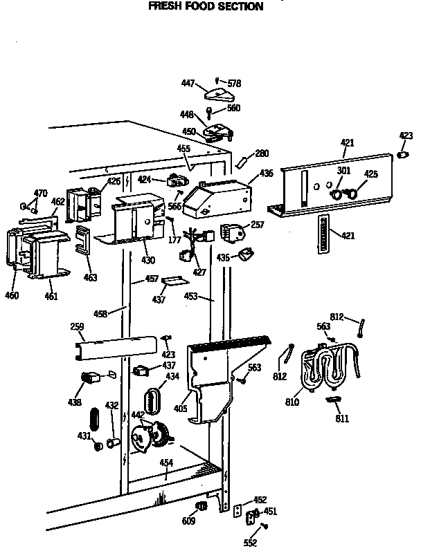 GE TFG24PRSMBB fresh food section diagram