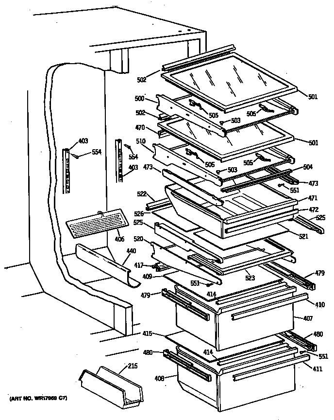 GE TFG24PRSMBB shelves diagram