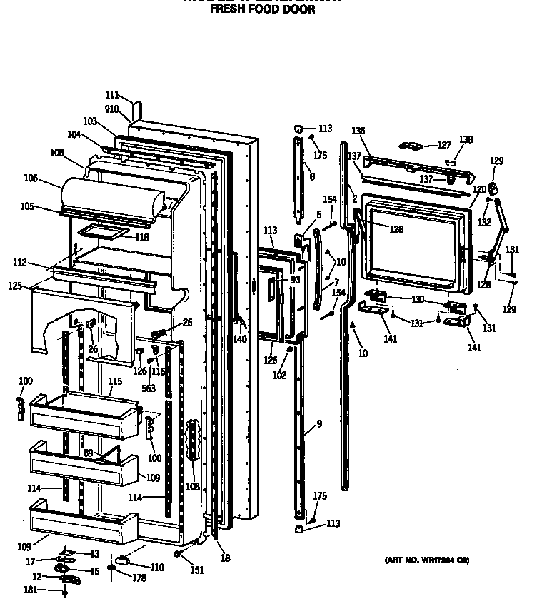 GE TFG24ZFSMWH fresh food door diagram