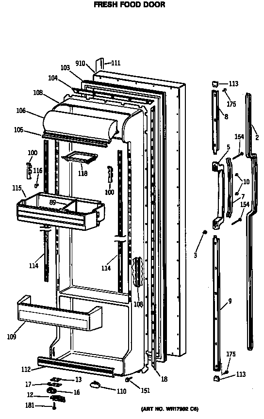 GE TFG24ZRSMWH fresh food door diagram