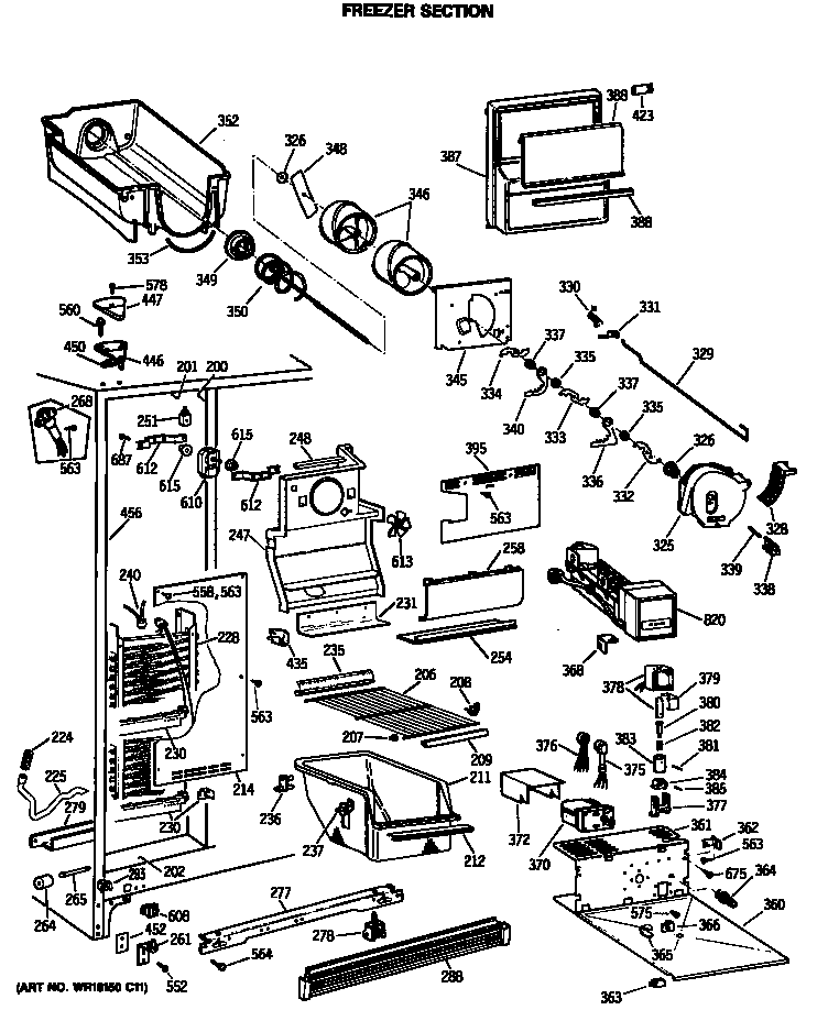 GE TFG24ZRSMWH freezer section diagram