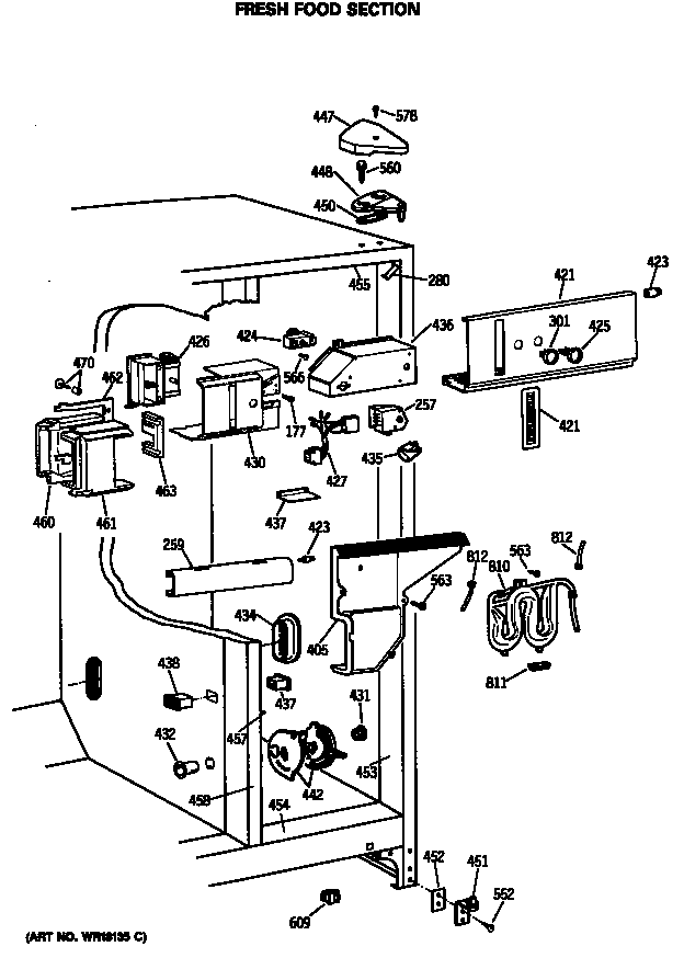 GE TFG24ZRSMWH fresh food sections diagram