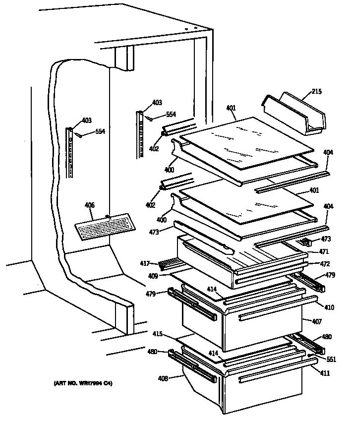 GE TFG24ZRSMWH shelves diagram