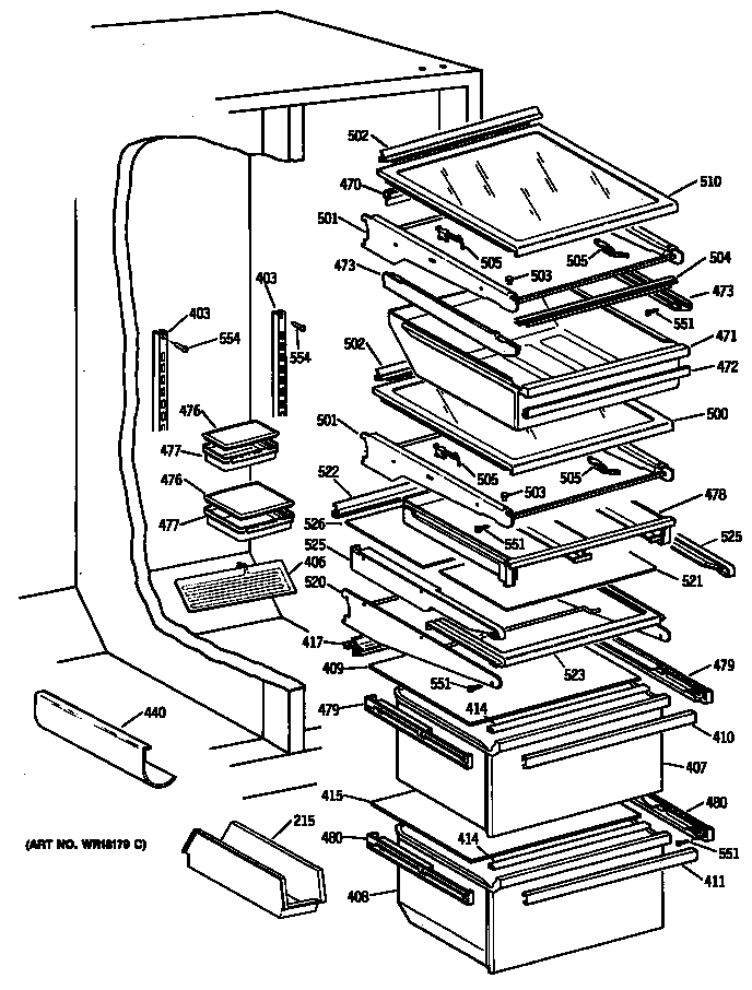 GE TFG27PFSMWW shelves diagram