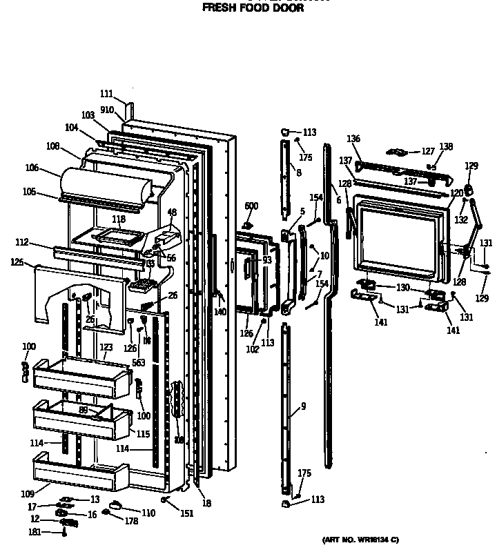 GE TFG27ZFSMWH fresh food door diagram