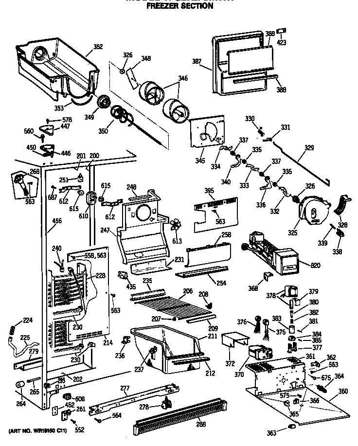 GE TFG27ZFSMWH freezer section diagram
