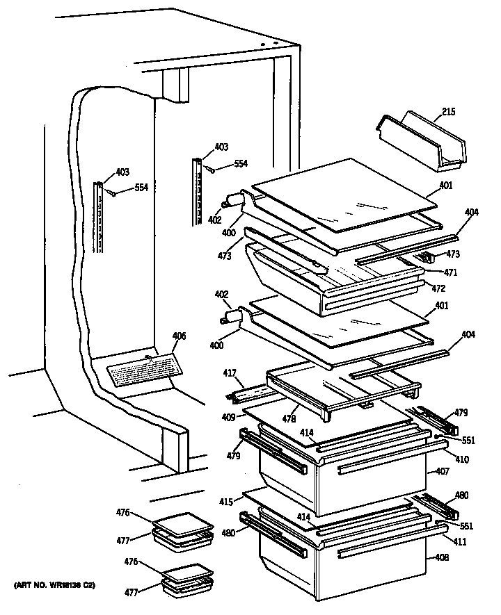 GE TFG27ZFSMWH shelves diagram