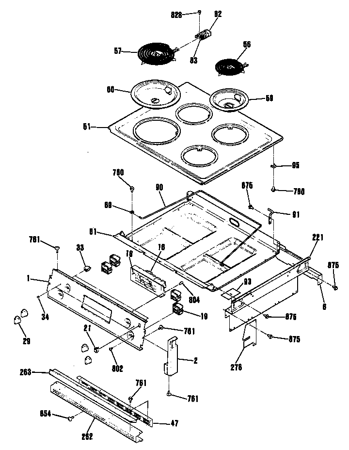 GE JMP29GT1BB cooktop diagram