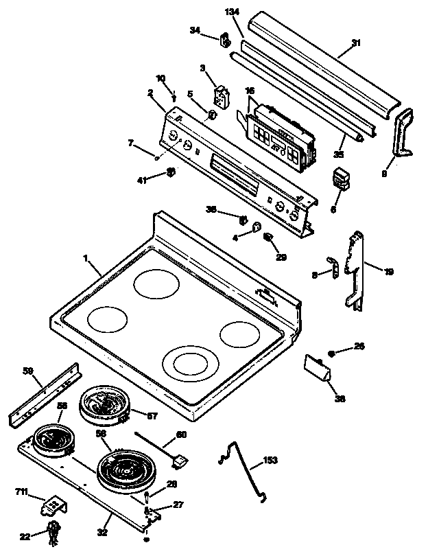 GE JBP90WS2 cooktop diagram