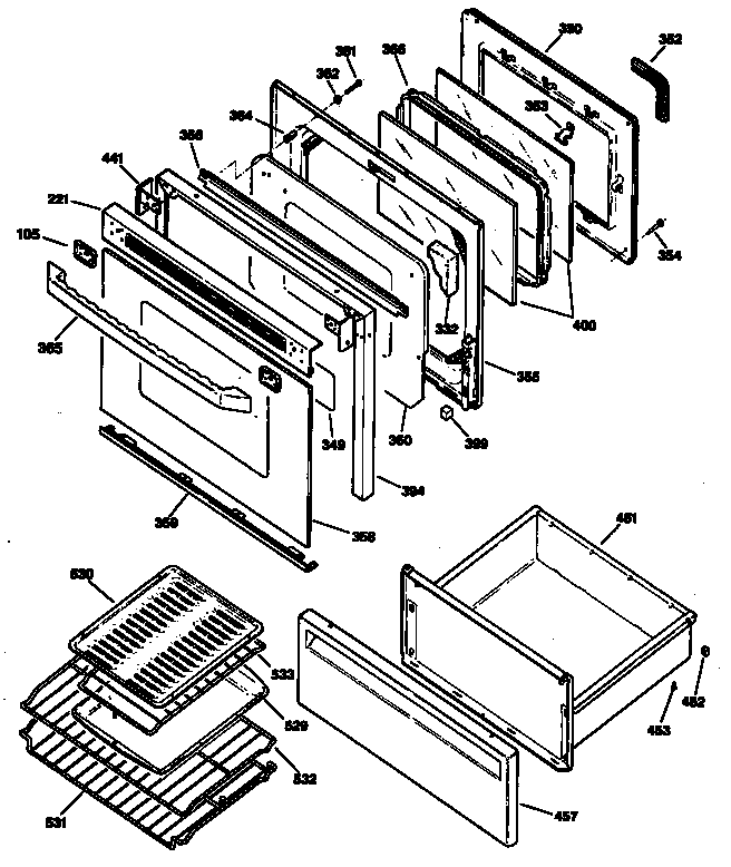 GE JBP90WS2 door diagram