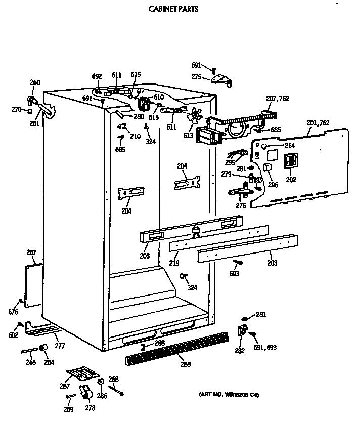 GE TBH18DAXERWW cabinet parts diagram