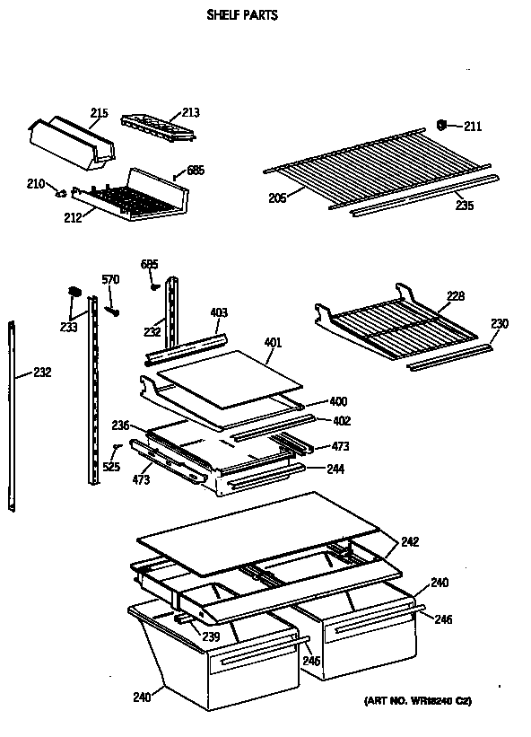 GE TBH18DAXERWW shelf parts diagram