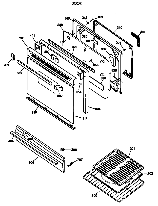 GE JGBP27GEV2WH door diagram