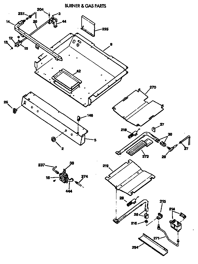 GE JGBP27GEV2WH burner & gas parts diagram