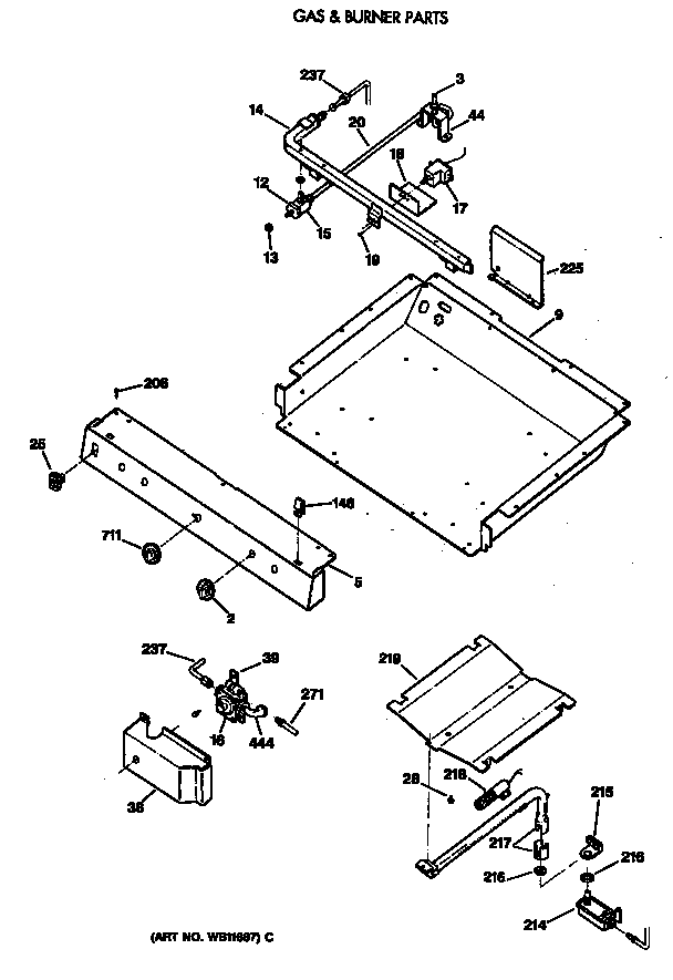 GE JGBS21EV3WH gas & burner parts diagram