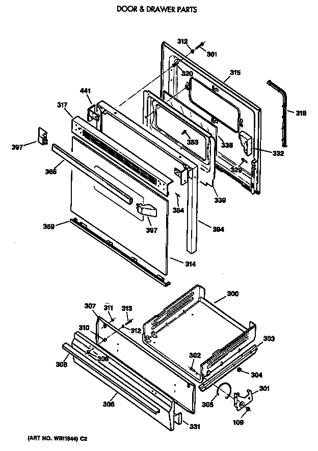 GE JGBS22GEV3WH door & drawer parts diagram