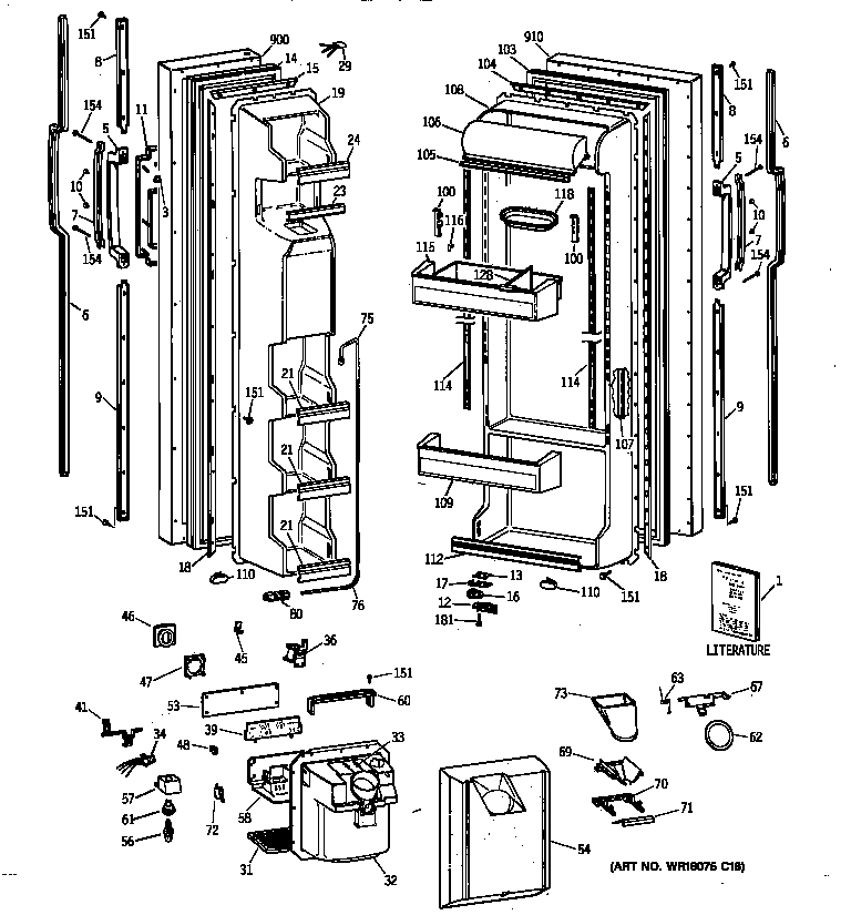 GE TFX22ZRXDAA doors diagram