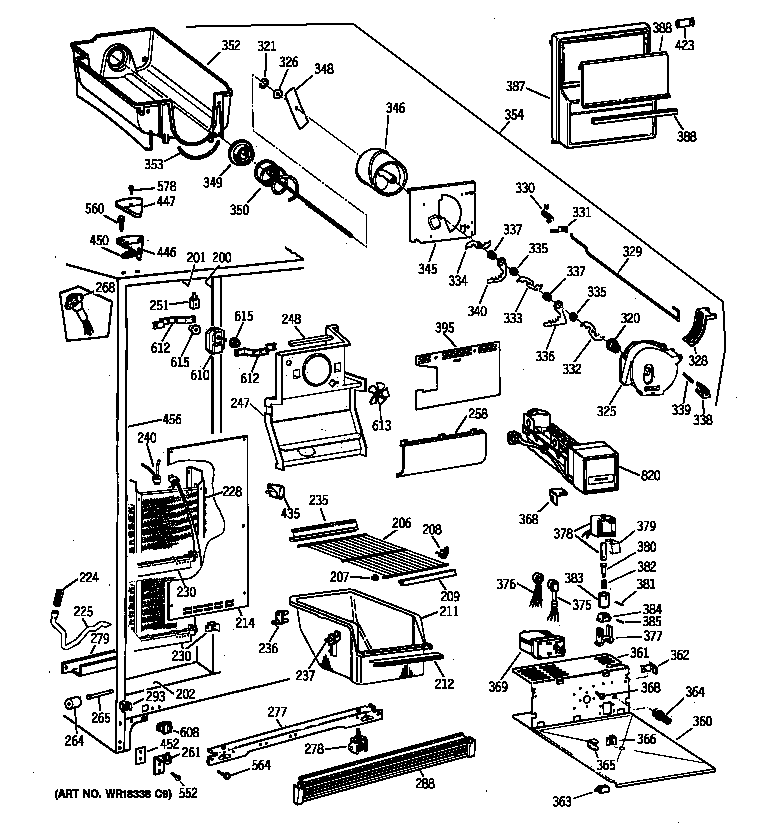 GE TFX22ZRXDAA freezer section diagram